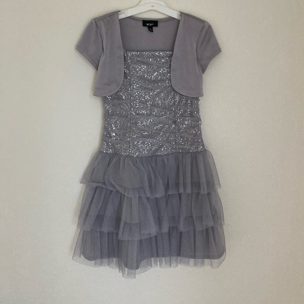 BCX girls Silver dress with sequins size 14